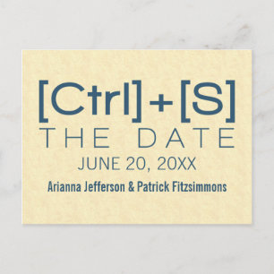 Geeky Typografy Save the Date Postcard, Blue Ankündigungspostkarte