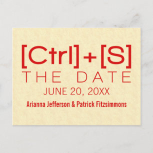 Geeky Typografy Save the Date Postcard, Rot Ankündigungspostkarte