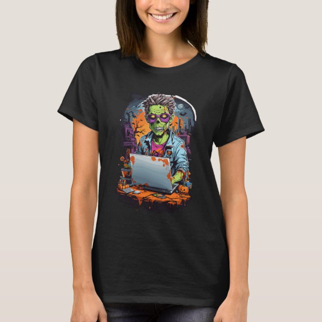 Geeky Zombie Apokalypse | Halloween T-Shirt (Vorderseite)