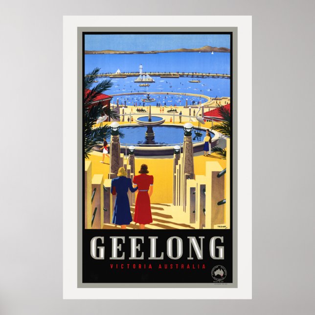 Geelong Australie Poster vintage 1930 (Devant)