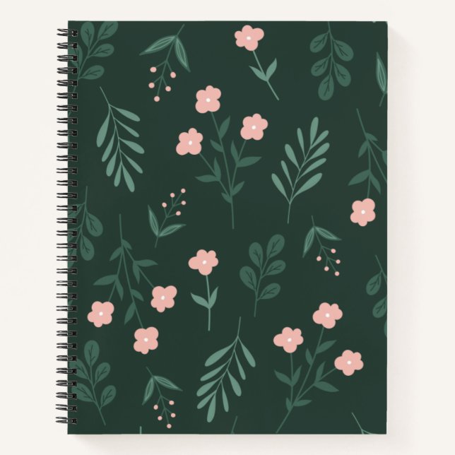Geen und Pink FLoral Notizbuch (Vorderseite)
