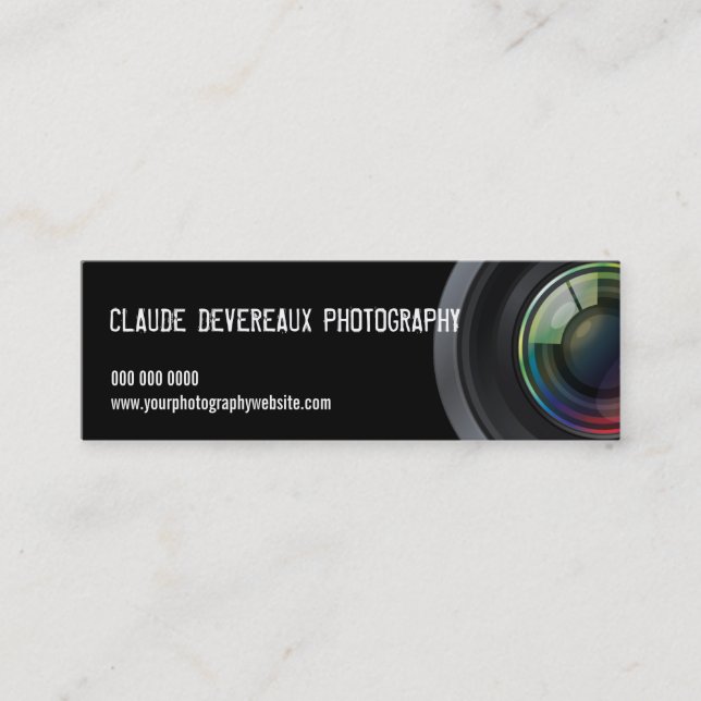 Geerntete Kameraobjektiv-Fotografen Mini Visitenkarte (Vorderseite)