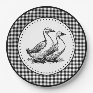 Geese Gingham Pappteller