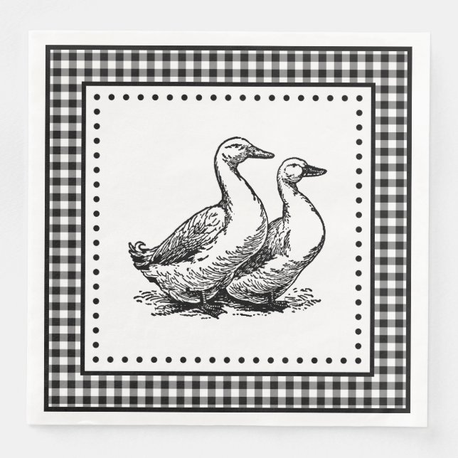 Geese Gingham Serviette (Vorderseite)