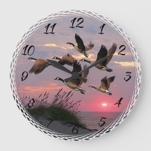 GEESE ÜBER DIE DUNEN GROßE WANDUHR (Vorderseite)