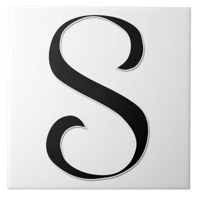 Geesselbrief S in Schwarz-Monogramm-Tile Fliese (Vorderseite)
