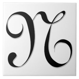 Geessele Buchstaben N in Schwarz-Monogramm-Tile Fliese