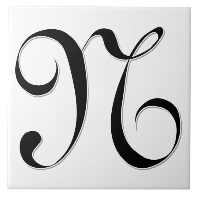 Geessele Buchstaben N in Schwarz-Monogramm-Tile Fliese (Vorderseite)