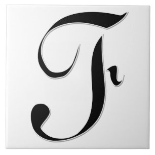 Geessele Letter F in Schwarz-Monogramm-Tile Fliese