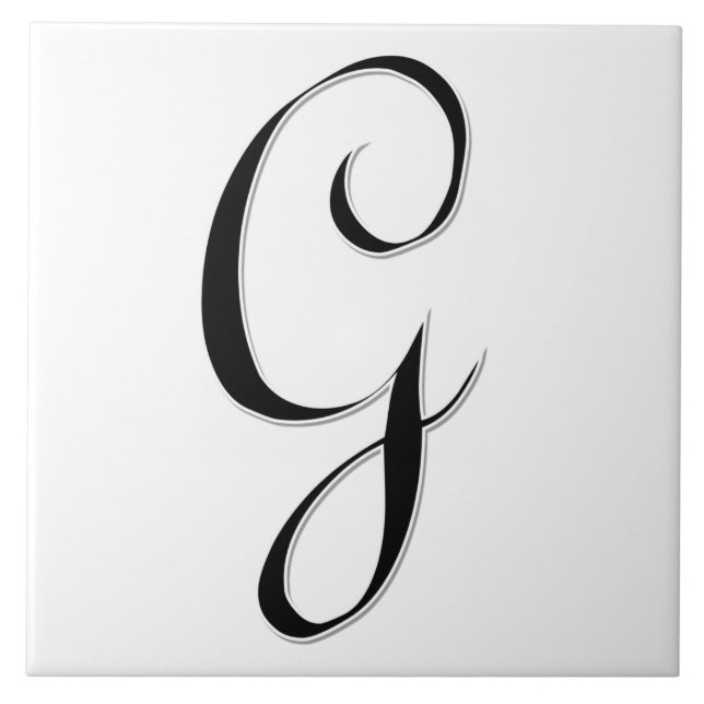 Geessele Letter G in Schwarz-Monogramm-Tile Fliese (Vorderseite)