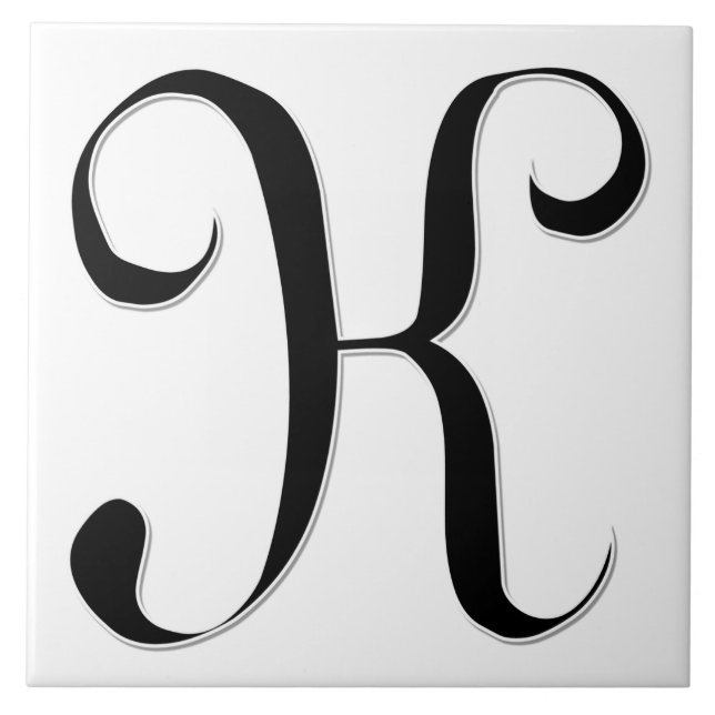 Geessele Letter K in Schwarz-Monogramm-Tile Fliese (Vorderseite)