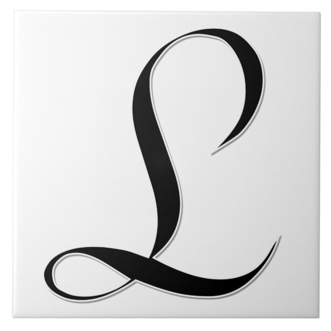 Geessele Letter L in Schwarz-Monogramm-Tile Fliese (Vorderseite)