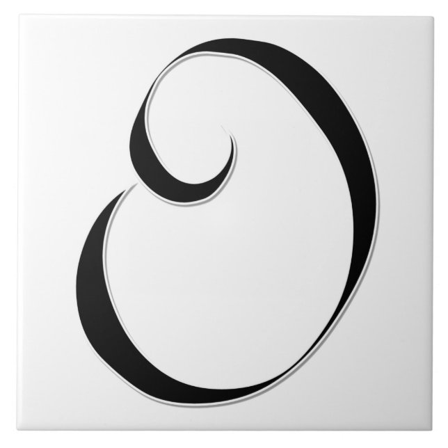 Geessele Letter O in Schwarz-Monogramm-Tile Fliese (Vorderseite)