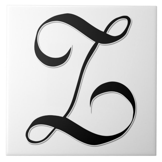 Geessele Letter Z in Schwarz-Monogramm-Tile Fliese (Vorderseite)