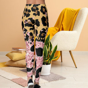 Geetah Pattern Wild Print Spots Brown Pink Schwarz Leggings