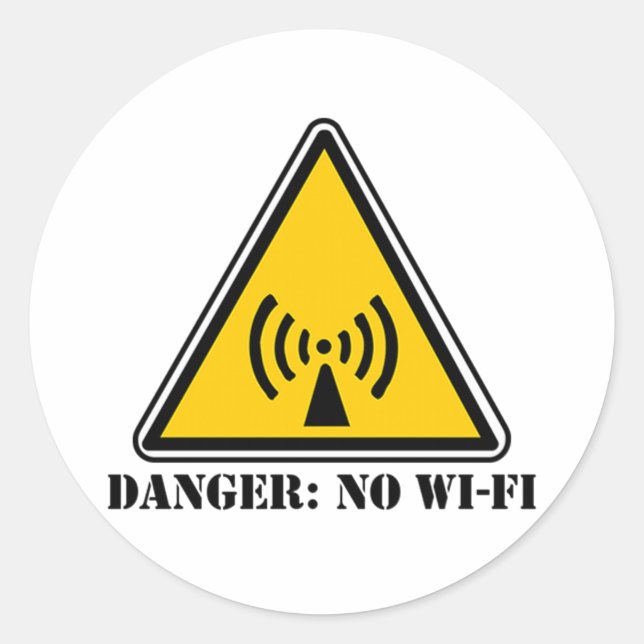 Gefahr Kein Wi-Fi-Zeichen Runder Aufkleber (Vorderseite)