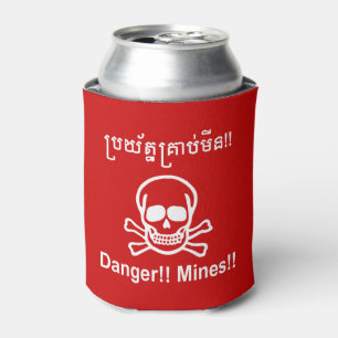 Gefahr! Minen! ☠ Cambodian Khmer Sign ☠ Dosenkühler