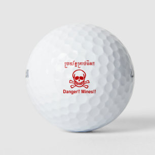Gefahr! Minen! ☠ Cambodian Khmer Sign ☠ Golfball
