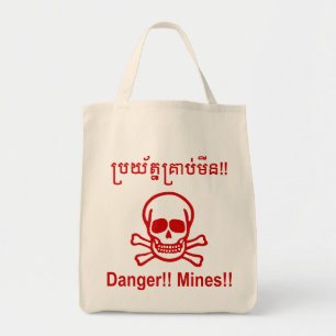 Gefahr! Minen! ☠ Cambodian Khmer Sign ☠ Tragetasche