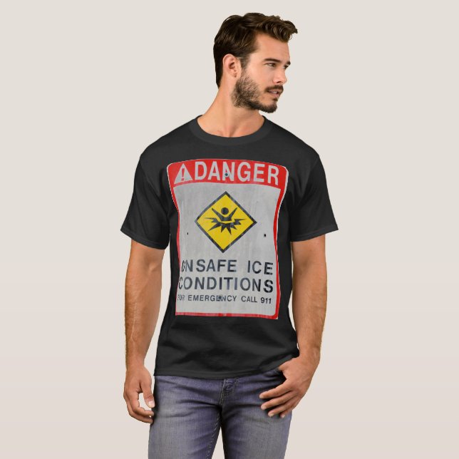 Gefahr Unsicherer Eis Der dunkle T - Shirt der Män (Vorne ganz)