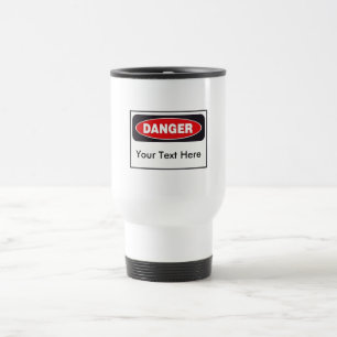 Gefahr! Weiße Reise-Tasse - personalisiert! Reisebecher