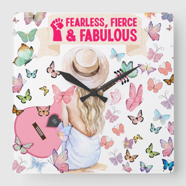 GEFÄHRDET, FIERCE UND FABULOUS SWIFT WALL CLOCK QUADRATISCHE WANDUHR (Vorderseite)