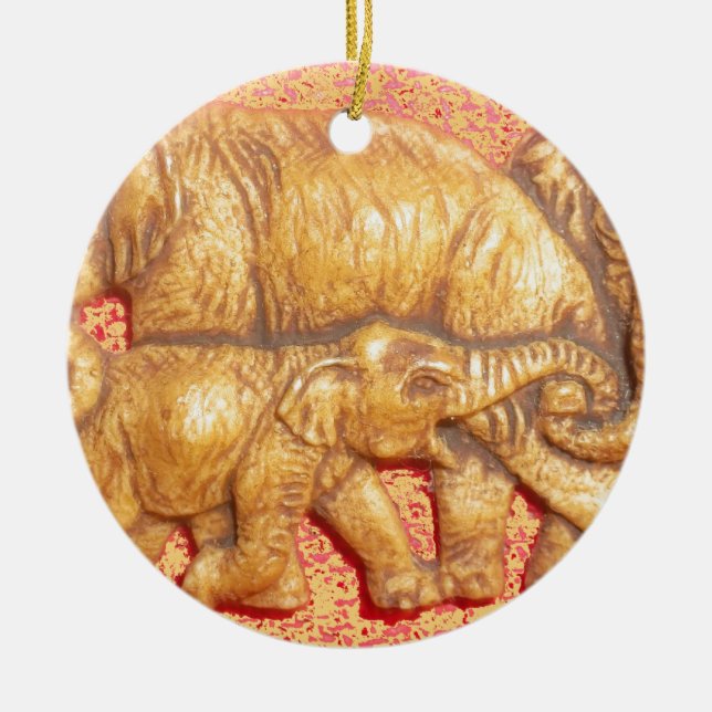Gefährdete afrikanische Mara-Elefanten Keramikornament (Vorne)