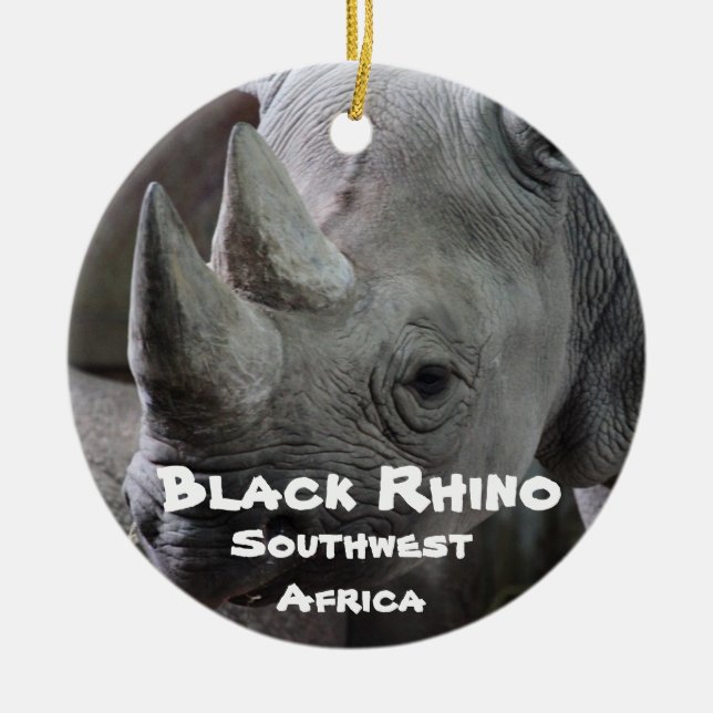 gefährdete Arten, Schwarzer Rhino Keramik Ornament (Vorne)