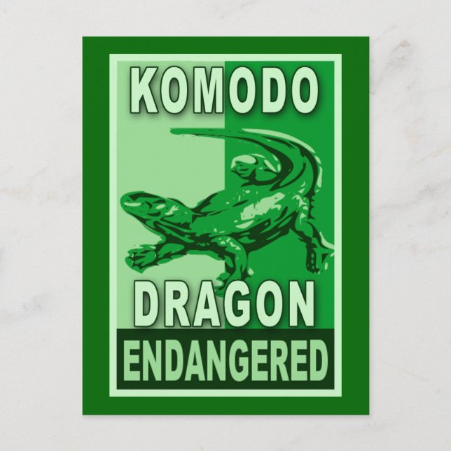 Gefährdete Komodo Dragon Pop Art Tshirts Postkarte (Vorderseite)