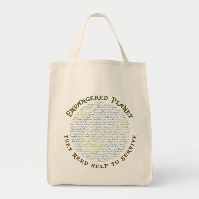 Gefährdete Planeten-Typografie Tragetasche (Vorne)