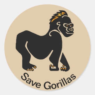 Gefährdete Tiere - Cooler Rett GORILLAS - Wildtier Runder Aufkleber