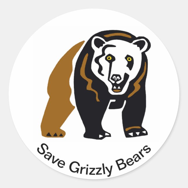 Gefährdete Tiere - Gerettet Grizzly BARS - Wildtie Runder Aufkleber (Vorderseite)