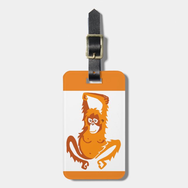 Gefährdete Tiere - ORANGUTAN - Ape - Primat Orange Gepäckanhänger (Vorderseite vertikal)