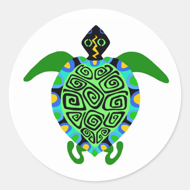 Gefährdete Tiere - See TURTLE - Krieger für wild l Runder Aufkleber (Vorderseite)