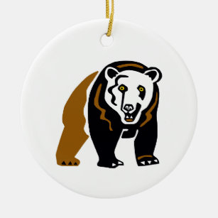 Gefährdete wild lebende Tiere - Grizzly Bär - Orna Keramik Ornament