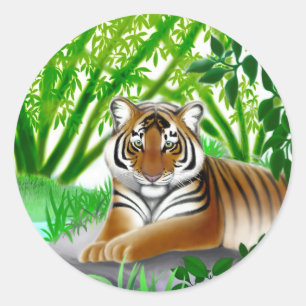 Gefährdeter Sumatran Tiger-Aufkleber Runder Aufkleber