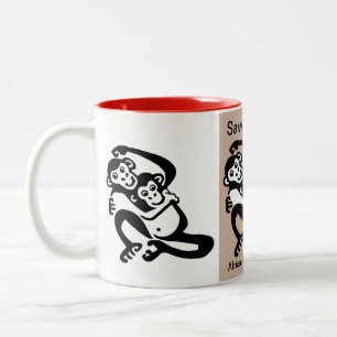 gefährdetes Tier - Gerettet BONOBOS - Schimpansen Zweifarbige Tasse