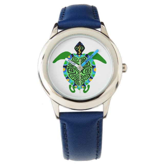 gefährdetes Tier - Grafik-Sea-TURTLE - wild lebend Armbanduhr (Vorderseite)