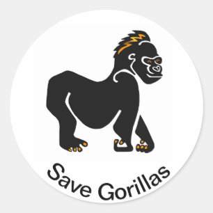 gefährdetes Tier - Rettend GORILLAS - Wildtiere - Runder Aufkleber