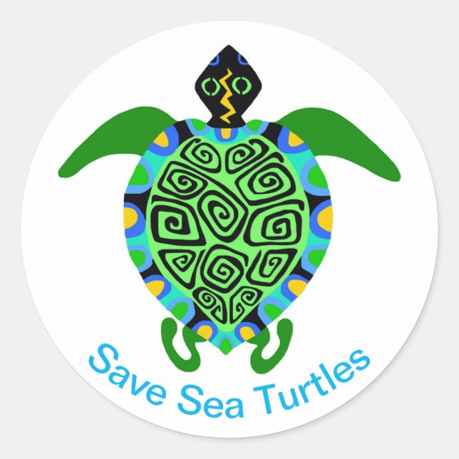 gefährdetes Tier - Rettend See - TURTLES - Wildtie Runder Aufkleber (Vorderseite)
