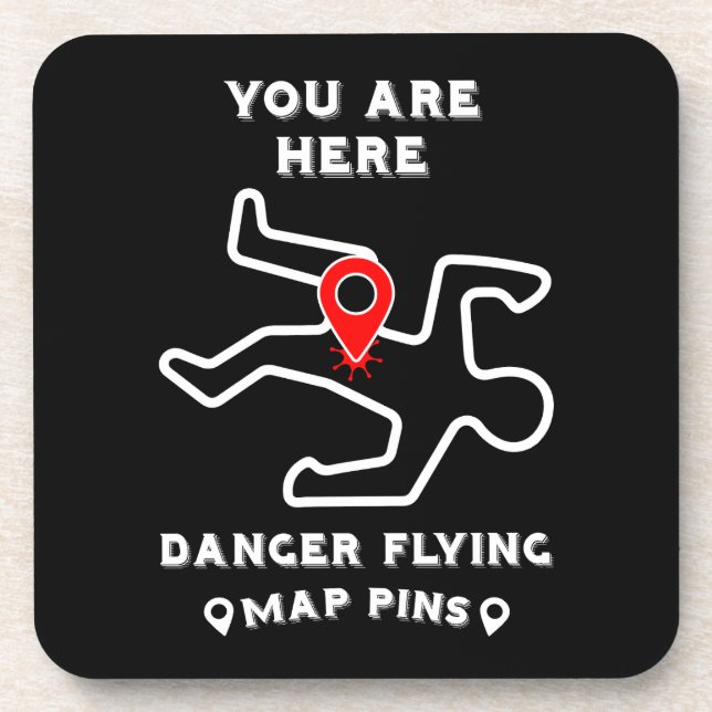 Gefahren beim Flying Map-Button Getränkeuntersetzer (Vorderseite)