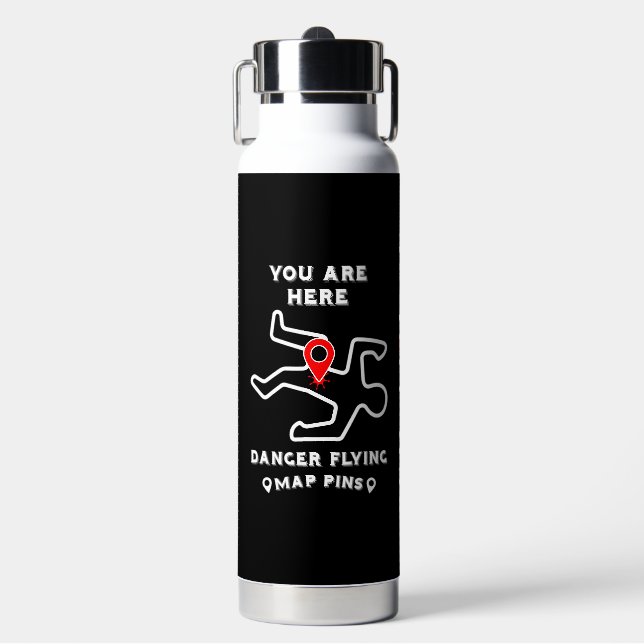 Gefahren beim Flying Map-Button Trinkflasche (Vorderseite)