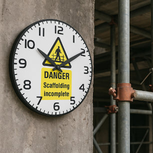 Gefahren beim Gerüst unvollständiger Standortwarnu Große Wanduhr