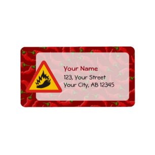 Gefahrenschild für scharfe Pfeffer Adressaufkleber