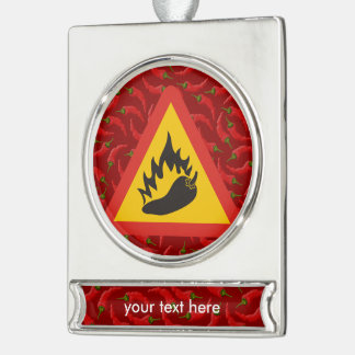 Gefahrenschild für scharfe Pfeffer Banner-Ornament Silber