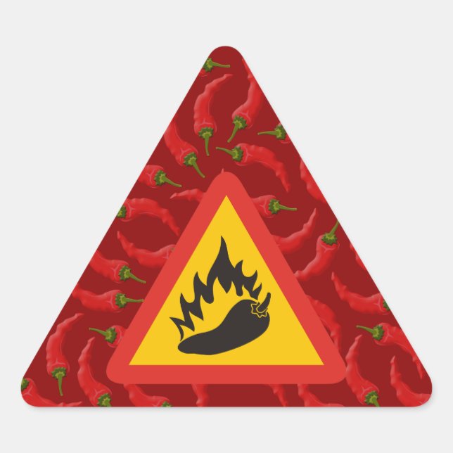 Gefahrenschild für scharfe Pfeffer Dreieckiger Aufkleber (Vorderseite)