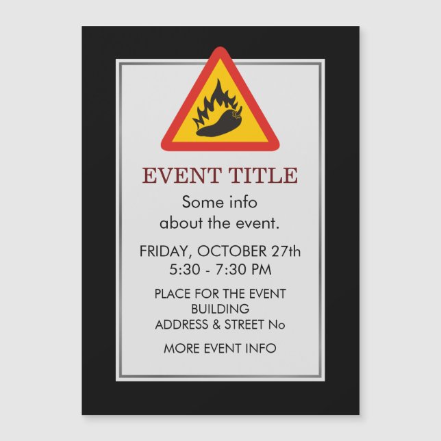 Gefahrenschild für scharfe Pfeffer Magnetkarte (Vorderseite)