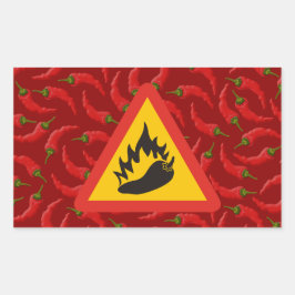 Gefahrenschild für scharfe Pfeffer Rechteckiger Aufkleber
