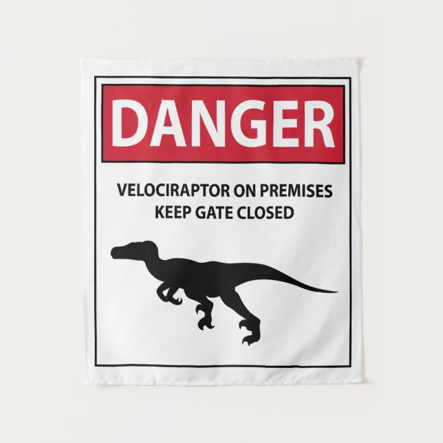 Gefahrensymbol (Raptoren) Wandteppich (Vorderseite)