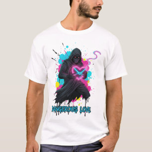 Gefährliche Liebe Neon-Herz Urban Graffiti Grafik  T-Shirt